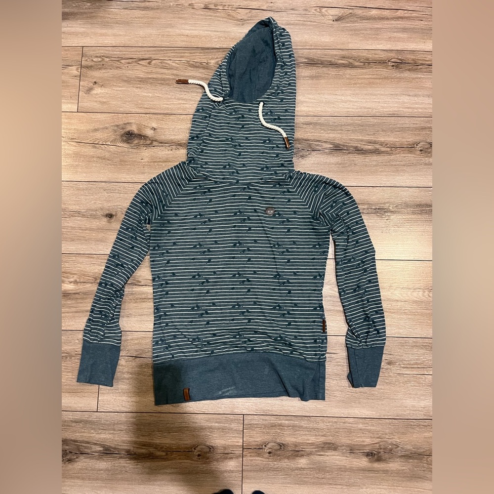 Naketano Striped Gray and Blue Hoodie Sweater. Thin